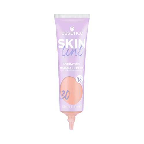 ESSENCE Skin tint tono 30 Tinte para piel hidratante, cobertura ligera a media y FPS 30.