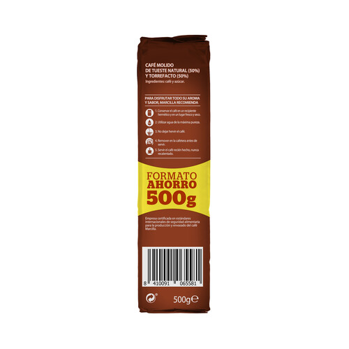 MARCILLA Café molido mezcla (50/50) pack de 2uds x 500 g.