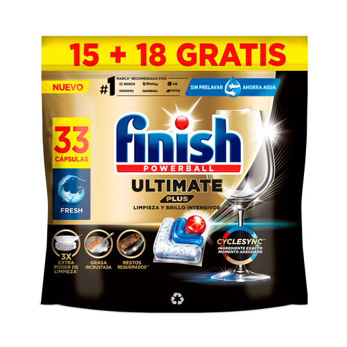 FINISH Ultimate powerball lavavajillas 15 + 18  uds 402,6 g.