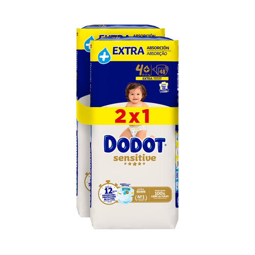 DODOT Sensitive Pañales talla 4+ (10-15 kg) 2 x 48 uds.