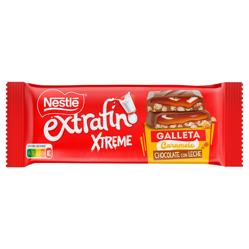 NESTLÉ Extrafino Chocolate con leche con galleta y caramelo 87 g.