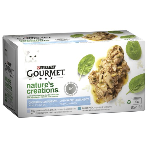 PURINA GOURMET Alimento húmedo filetes pescado del océano y atún PURINA GOURMET 4 uds. x 85 g.