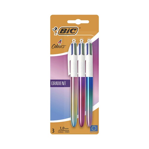 Pack de 3 bolígrafos 4 colores gradient punta media BIC.