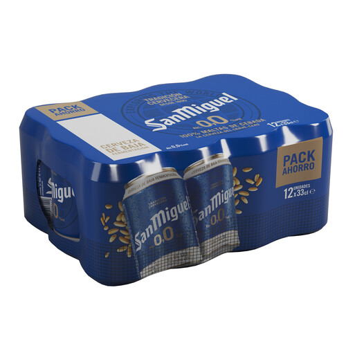 SAN MIGUEL Cerveza sin alcohol pack de 12 uds x 33 cl.