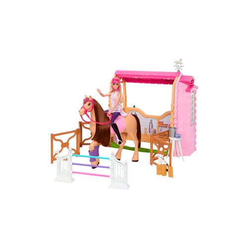 Set de muñeca BARBIE con caballo y establo, +3 años.