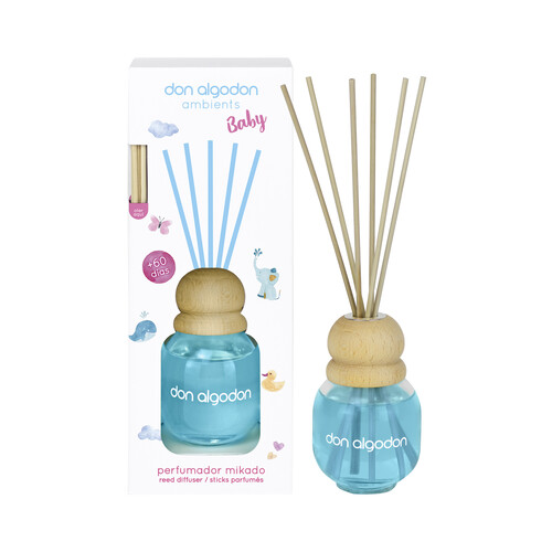 DON ALGODÓN Ambients baby Ambientador perfumador de varillas (Mikado), con fragancia original 60 ml.