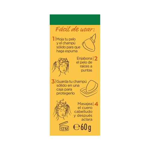 ORIGINAL REMEDIES Champú sólido reparador de origen vegetal, para cabellos dañados y/o quebradizos ORIGINAL REMEDIES Tesoros de miel de Garnier 60 g.