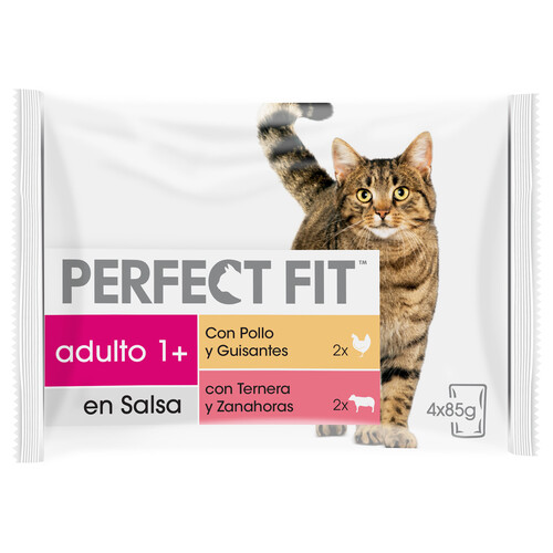 PERFECT FIT Alimento húmedo para gatos adultos en salsa PERFECT FIT 4 x 85 g.