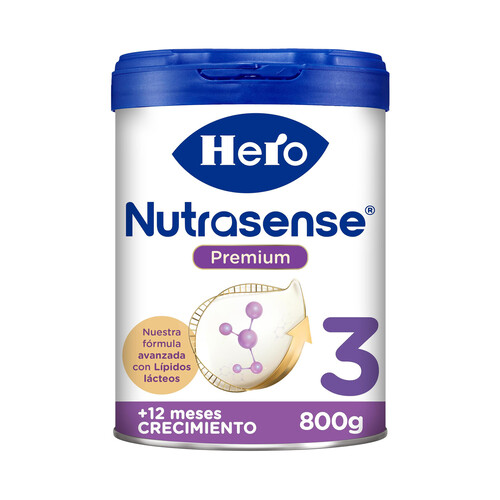 HERO Nutrasense premium Leche (3) de crecimiento para bebes a paritr de 12 meses 800 g.