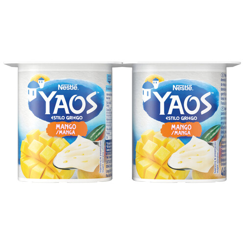 YAOS  de Nestlé Yogur estilo griego con trocitos de mango 4 x 115 g.