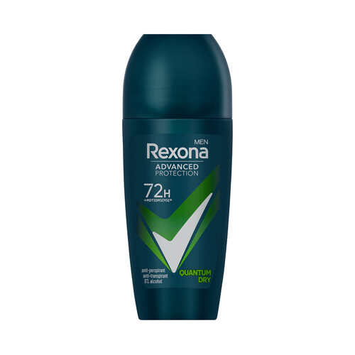 REXONA Desodorante roll on para hombre, con protección antitranspirante hasta 72 horas REXONA Men advanced protection quantum dry 50 ml.
