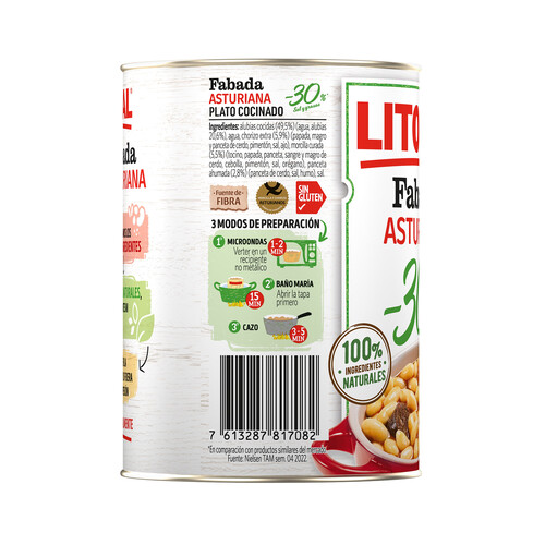 LITORAL Fabada Asturiana -30% sal y grasas LITORAL 420 g.