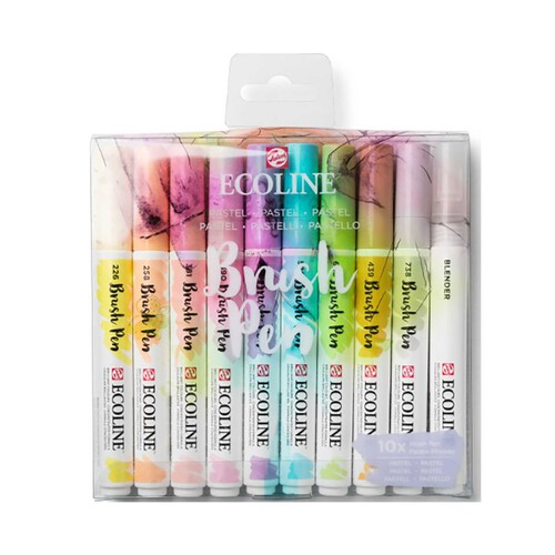 Rotuladores ecoline punta pincel en set 10 tonos pastel- Ecoline