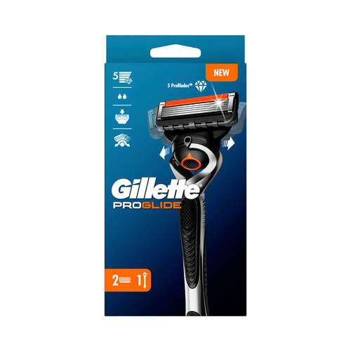 GILLETTE Máquina de afeitar con 2 cabezales pivotantes de 5 hojas GILLETTE Pro glide.