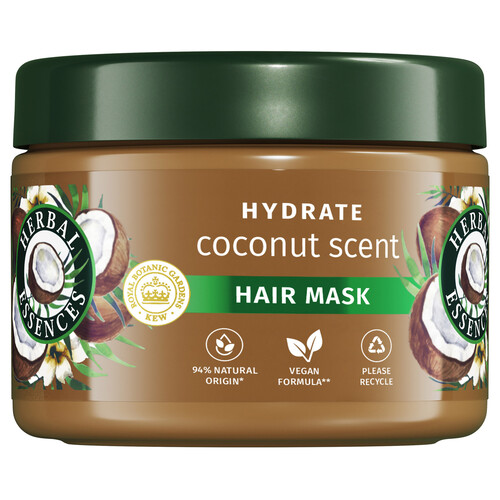 HERBAL ESSENCES Mascarilla hidrantate con aroma a coco, para cabellos muy secos 500 ml.