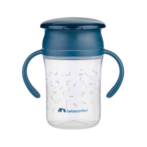 BEBECONFORT Vaso antivuelco 360º, de 280ml., color azul.