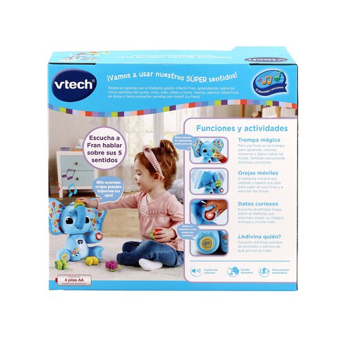 Elefante glotón infantil Fran Desarrolla sentidos y emociones VTECH.