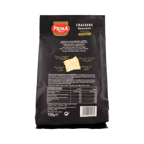PRIMA Gourmet Crackers original con aceite de oliva 150 g.