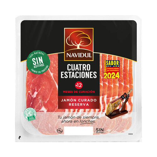 NAVIDUL Cuatro estaciones Jamón curado reserva (+12 meses curación) cortado en lonchas 138 g.