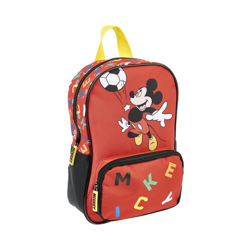 Mochila preescolar MICKEY, varios compartimentos, color rojo, ALCAMPO.