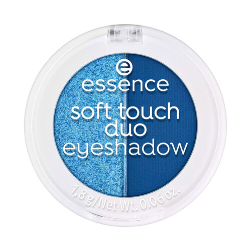 ESSENCE Soft touch tono 03 Icy girl Sombra de ojos duo (acabado brillante y mate) en tonos azules.