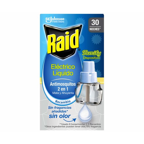 RAID Recambio antimosquitos enchufable sin olor RAID 30 noches.