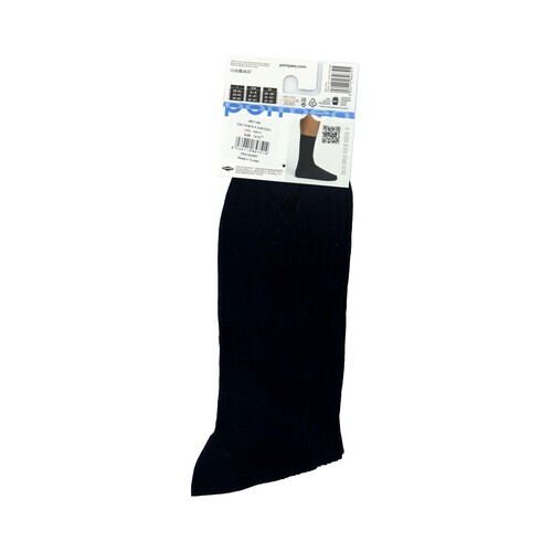 Calcetines canalé hilo de escocia para hombre, 100% algodón, POMPEA, talla 44/46, azul marino.