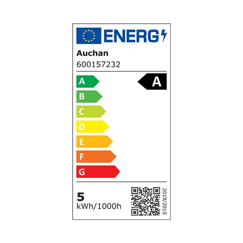 Bombilla Led E27 clase A, 5W=75W, luz cálida, 1050lm, cristal transparente, PRODUCTO ALCAMPO