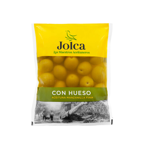 JOLCA Aceitunas verdes manzanilla fina con hueso JOLCA bolsa de 100 g.