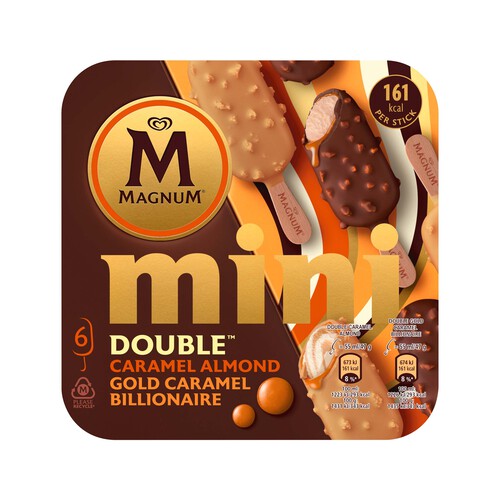 MAGNUM Bombón helado mini double caramel mania 6 x 55ml 282 g.