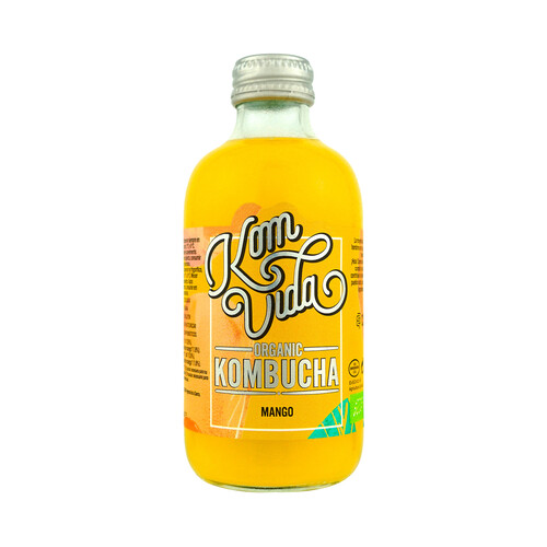 KOMVIDA Bio Kombucha (bebida de té fermentada) ecológica con sabor a mango 250 ml.