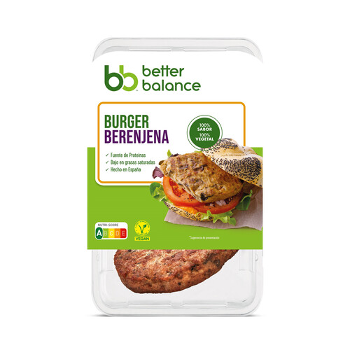 BETTER BALANCE Burger vegetariana (0% carne, 100% sabor) de berenjena 2 x 80 g.