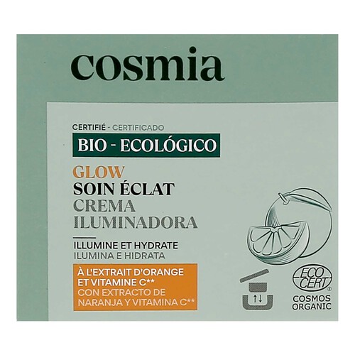 COSMIA Bio Crema facial iluminadora e hidratante con extracto de naranja ecológica y vitamina C 50 ml.