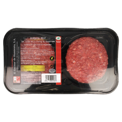 Burger meat de vacuno IGP Carne de la Sierra de Guadarrama 2 x 150 g.