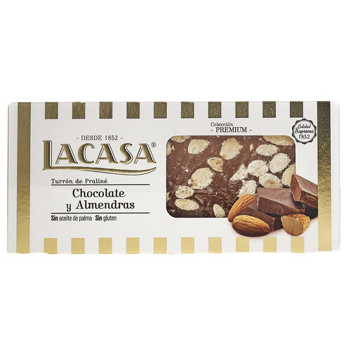 Turrón de chocolate y almendras LACASA 250 g.