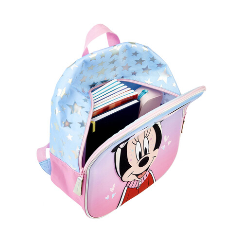 Mochila 3D, MINNIE, color rosa y azul, ALCAMPO.