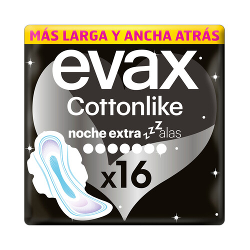 EVAX Compresas de noche extra con alas EVAX Cottonlike 16 uds.