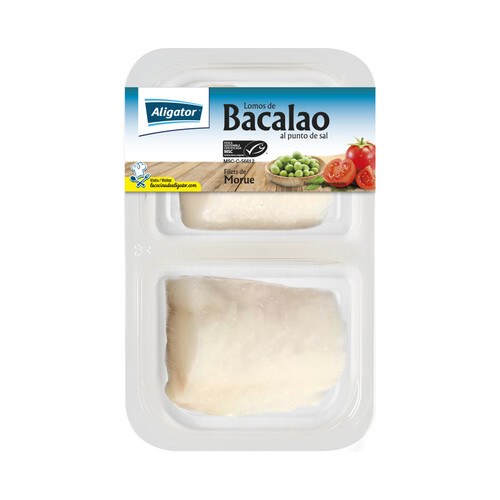 ALIGATOR Lomos de bacalao MSC (pesca sostenible certificada) con piel y al punto de sal 250 g.