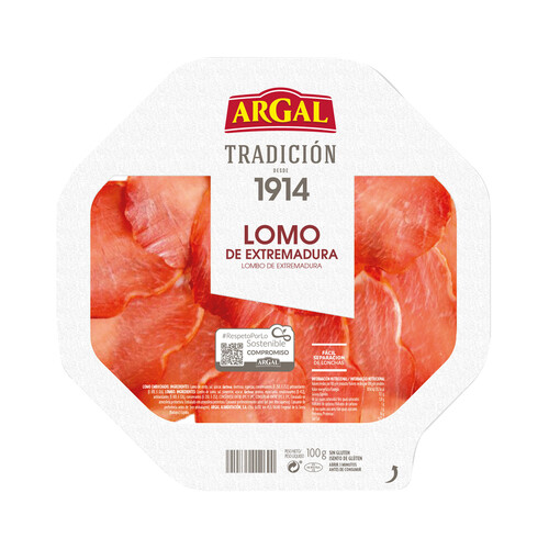 ARGAL Lomo embuchado de origen extremeño, cortado en lonchas ARGAL Tradición 100 g.