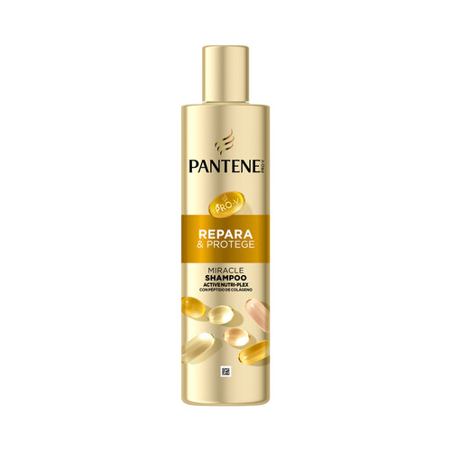 PANTENE Pro-v Repara & protege Champú con péptido de colágeno, para cabellos secos, débiles y dañados 250 ml.