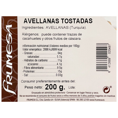 SELF DISCOUNT Avellana tostada 200 g.