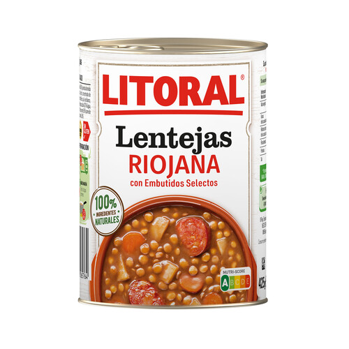 LITORAL Lentejas a la Riojana LITORAL lata de 425 g.