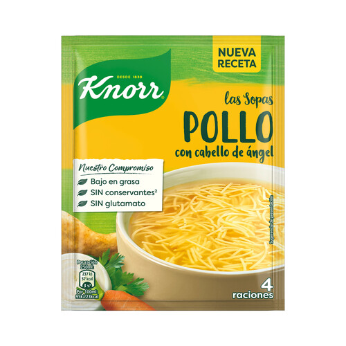 KNORR Sopa de pollo con cabello de ángel sobre de 71 g.