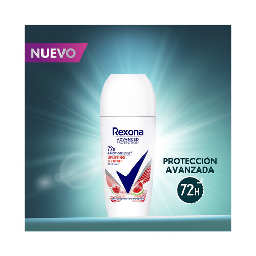 REXONA Desodorante roll on para mujer con protección antitranspirante hasta 72 horas REXONA Advance protection.