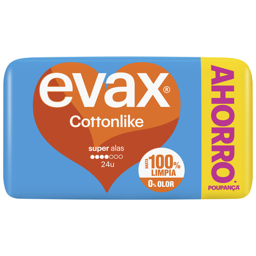 EVAX Compresas super con alas EVAX Cottonlike 24 uds