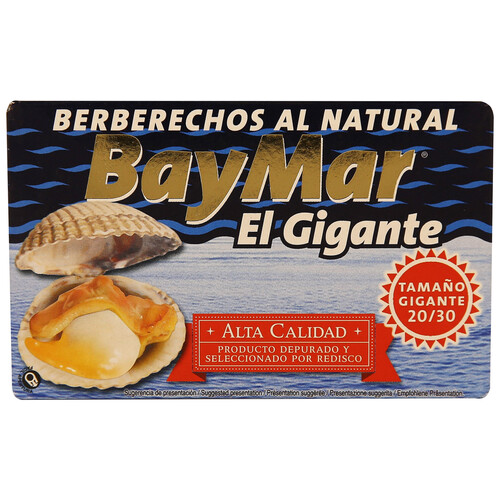 BAYMAR Berberechos al natural El Gigante 20/30 piezas 65 g.
