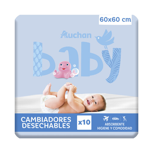 Cambiador desechable de 60 x 60 cm PRODUCTO ALCAMPO Baby 10 uds.