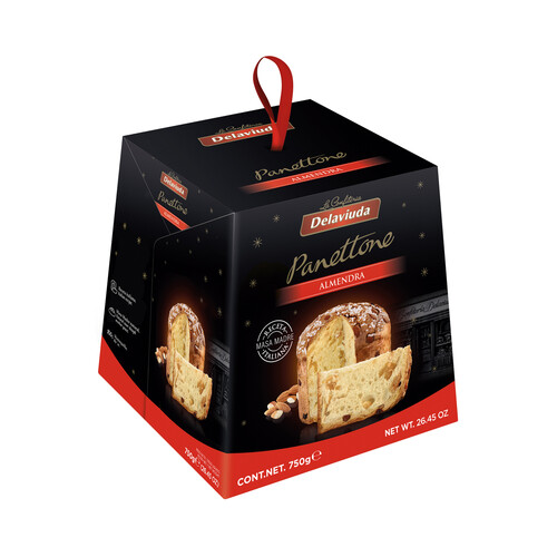 DELAVIUDA Panettone con almendras receta masa madre italiana 750 g.