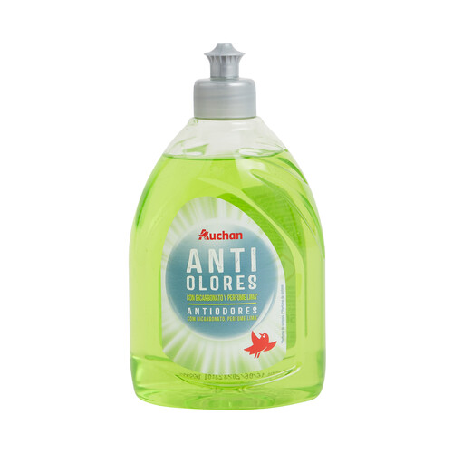 PRODUCTO ALCAMPO Detergente lavavajillas líquido anti olores con bicarbonato perfume a lima 500 ml.