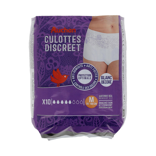 PRODUCTO ALCAMPO Culottes de incontencia nocturna blancos, ultra absorbentes talla M (70 - 100 cm) 10 uds.